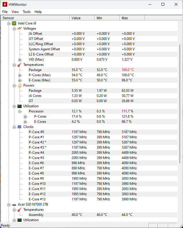 Geekom GT13 Pro HWMonitor